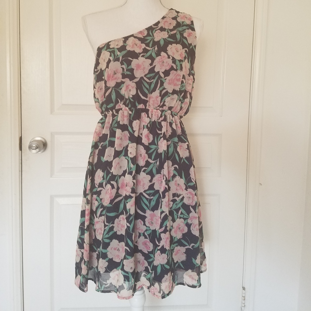 Navy blue floral dress